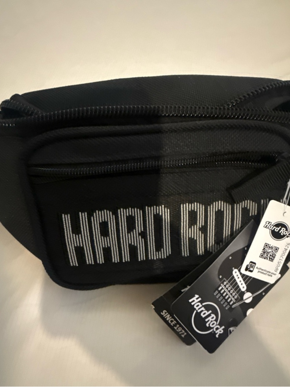 Hard Rock Cafe Black Canvas Belt Bag with White Logo